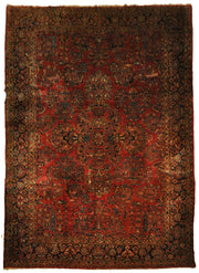 10' x 15' Red Antique Persian Sarouk Rug