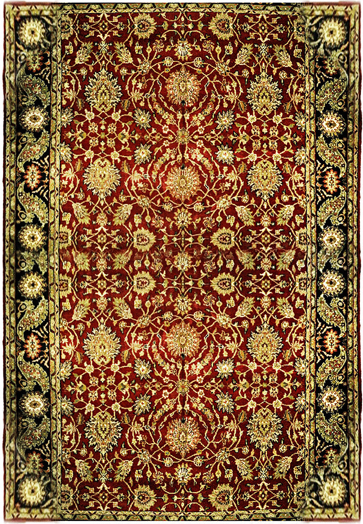 12' x 17' BURGUNDY BLACK NEW Traditional JAIPOUR Agra Rug