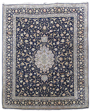 10' x 13' Graphite Black Persian Kashan Rug