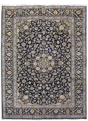 10' x 15' Black Mixed Border Persian Kashan Rug - bestrugplace