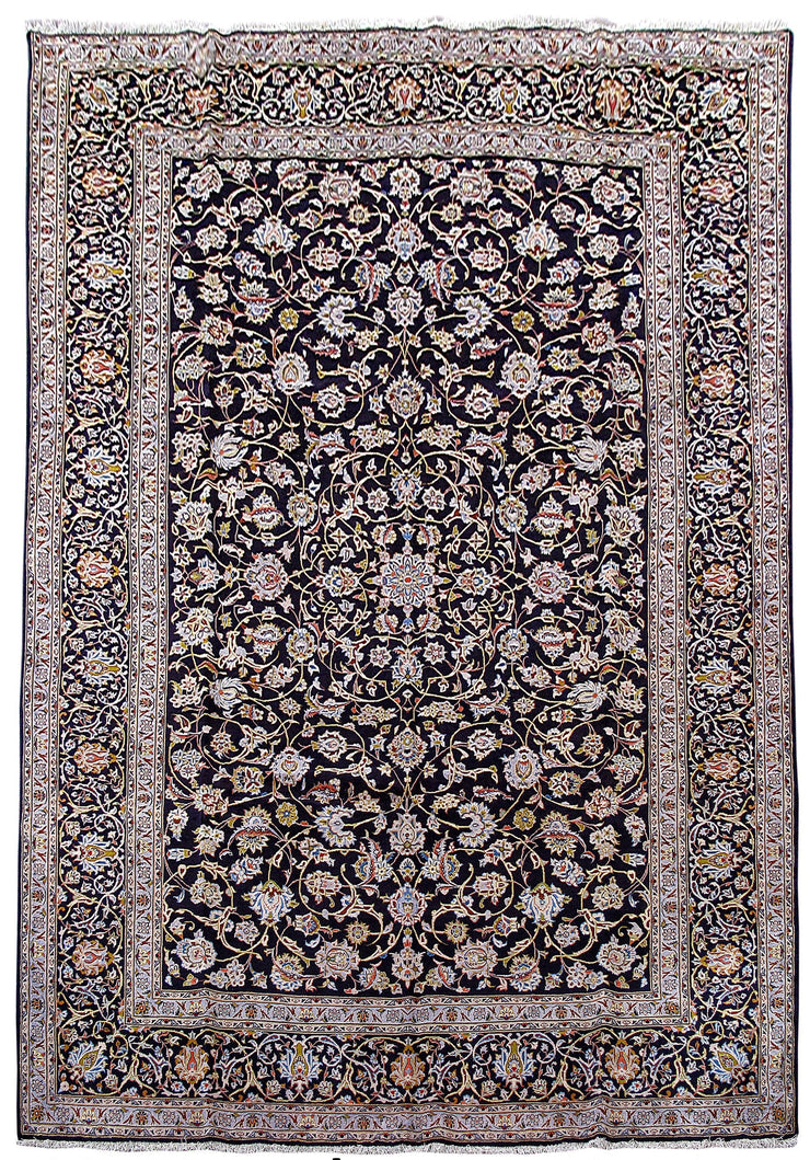 10' x 15' Persian Kashan Rug Navy Blue