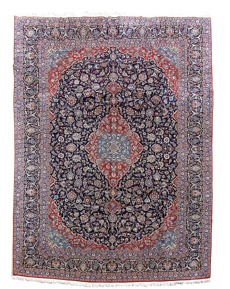 10' x 13' Black Persian Kashan Rug