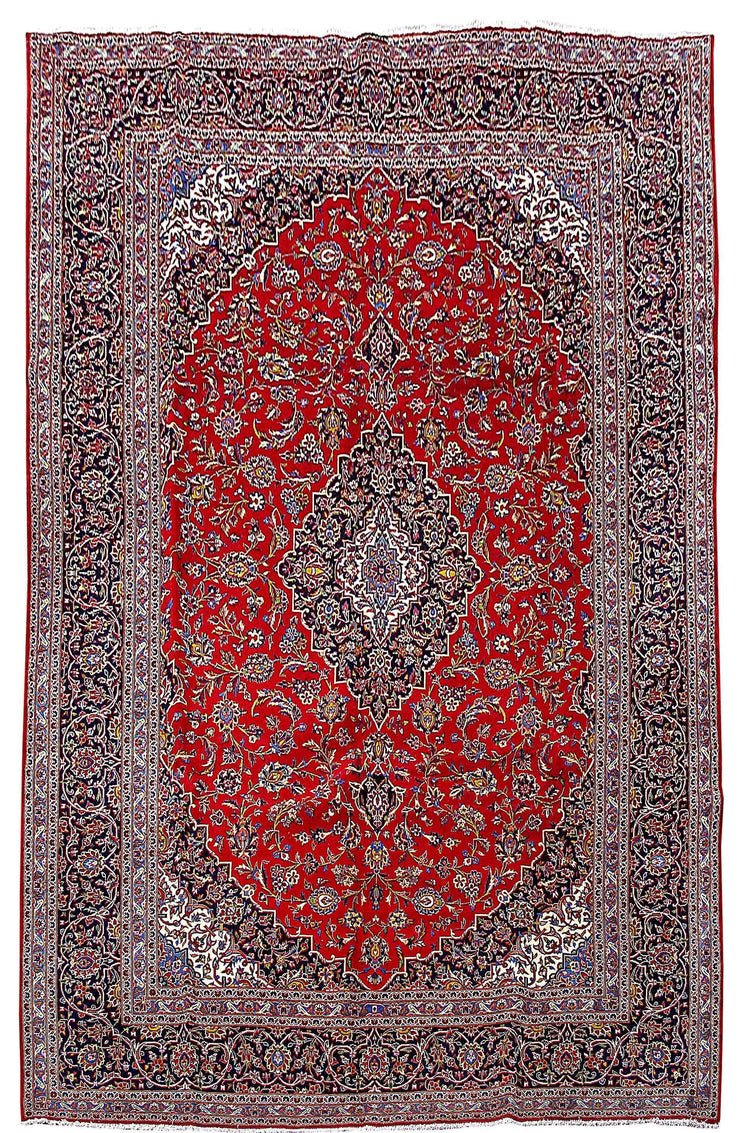 10' x 13' Red Persian Kashan Rug - bestrugplace