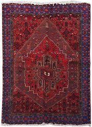 5' x 7' Red Persian Kurd Bijar Rug