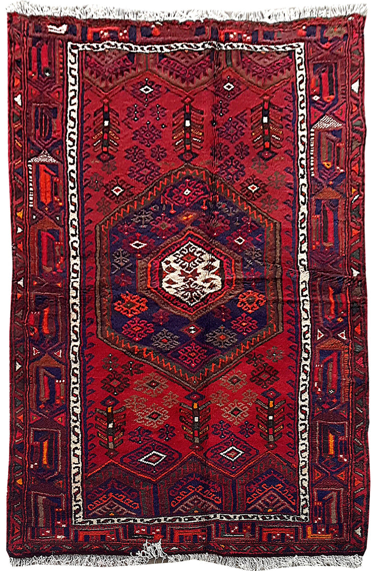 4' x 7' Red Persian Kurd Bijar Rug