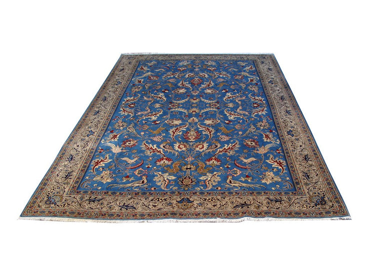 9' x 13' Blue Persian Qum Rug