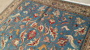 9' x 13' Blue Persian Qum Rug