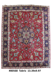 10x13 Authentic Hand Knotted Persian Tabriz BOTE PAISELY Rug - Iran - bestrugplace