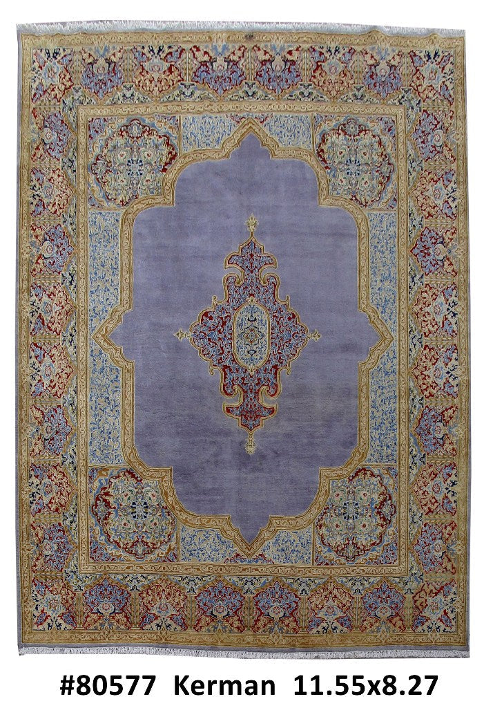 8' x 12' Sky Blue Persian Kerman Rug