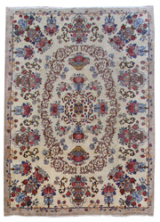 SIGNED 10' x 14' Ivory Persian Unique Khorasan Rug