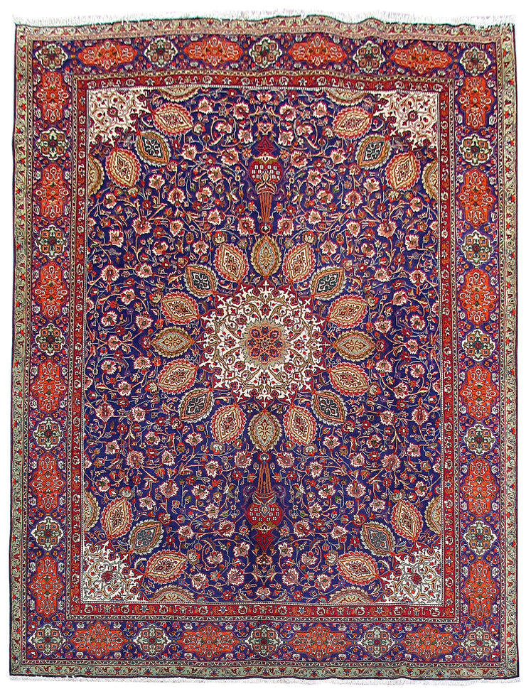 10' x 13' Blue Persian Tabriz Rug