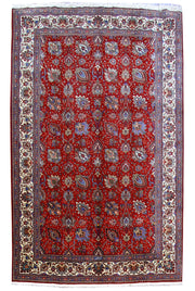 10' x 16' Orange Red Persian Tabriz Rug