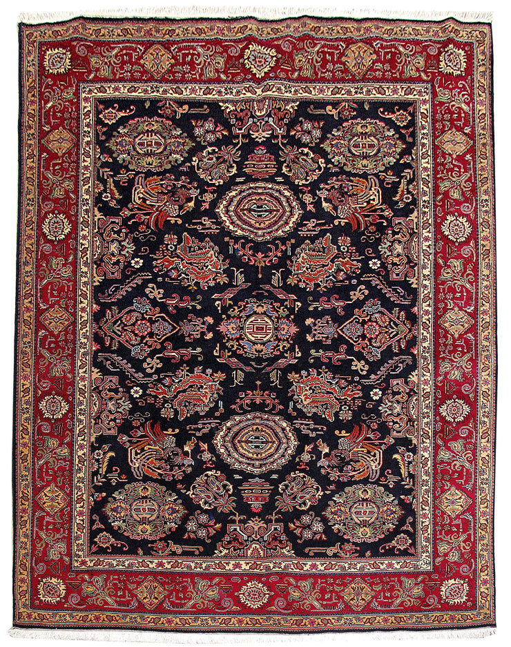 8' x 11' Wine Red Persian Tabriz Rug