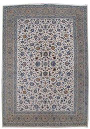 9' x 13' Ivory Persian Kashan Rug