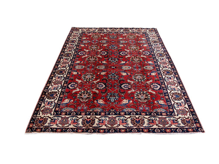 7' x 11' Red Persian Tabriz Khoy Rug