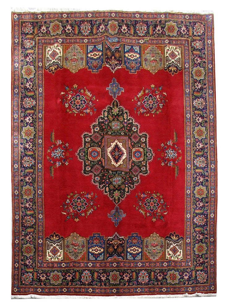 10x13 RED OPEN FIELD SHAH SOLEIMAN Authentic Hand Knotted Persian Tabriz Rug - Iran - bestrugplace