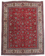 10' x 10' Berry Red Persian Tabriz Rug