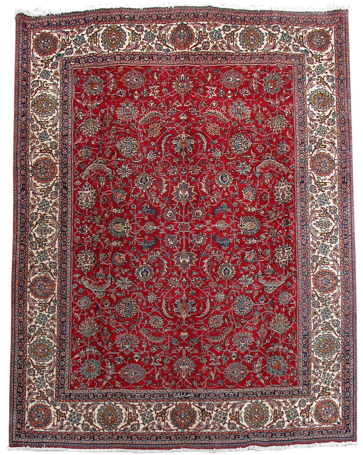 10' x 10' Berry Red Persian Tabriz Rug