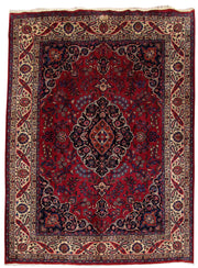 8' x 11' Wine Red Persian Mashad Rug