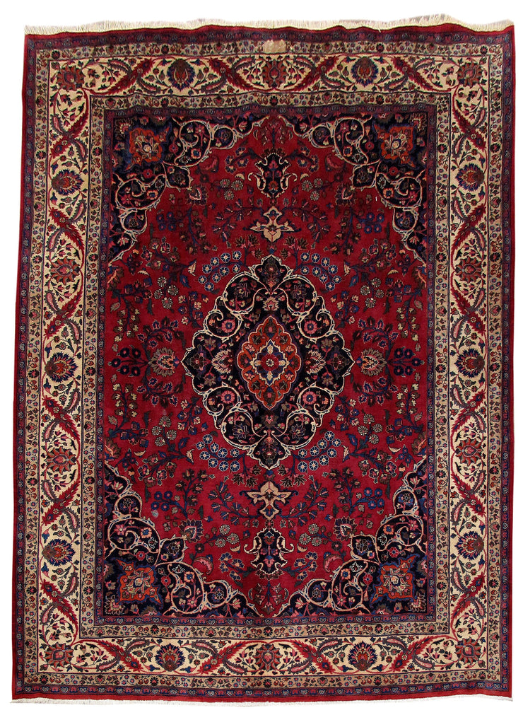 8' x 11' Wine Red Persian Mashad Rug