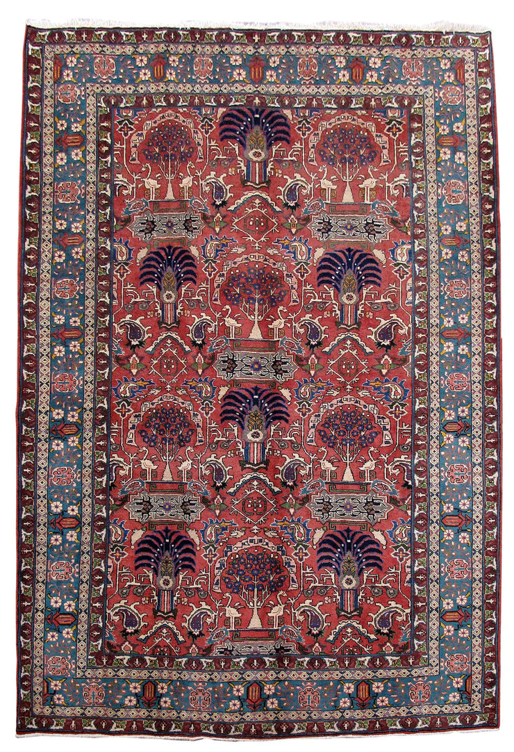 7' x 11' Red Persian Tabriz Khoy Rug