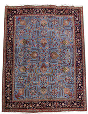 10' x 13' Sky Blue Persian Tabriz Rug