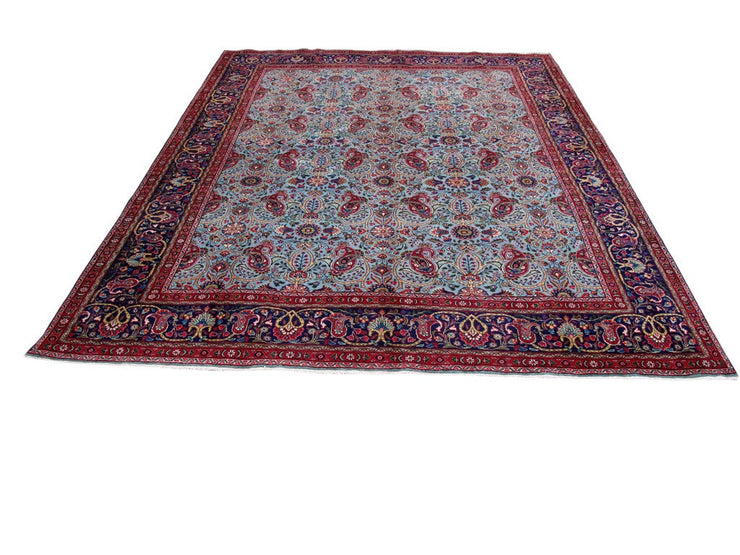 10' x 12' Sky Blue Persian Tabriz Rug