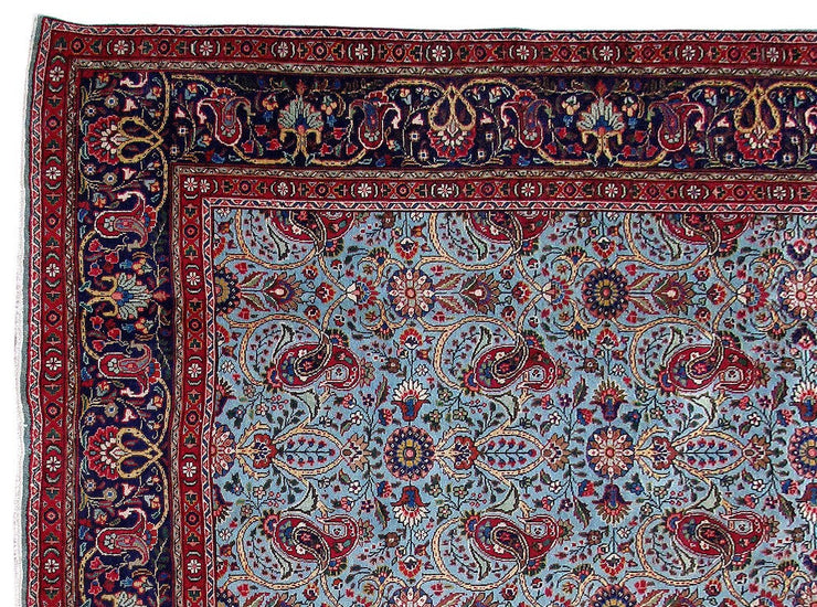 10' x 12' Sky Blue Persian Tabriz Rug