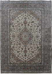 8' x 12' Bluish Grey Persian Signed Kashan Rug