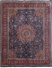 10' x 13' Blue Persian Signed Kashmar Rug