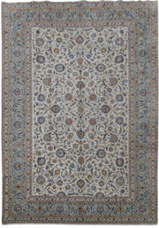 9' x 12' Blue Persian Signed Kashan Rug