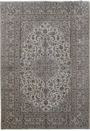 8' x 12' Ivory Persian Signed Kashan Rug