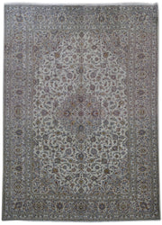 10' x 13' Dusty Grey Persian Signed Kashan Rug