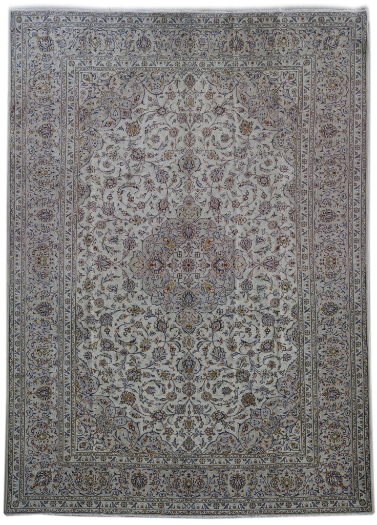 10' x 13' Dusty Grey Persian Signed Kashan Rug