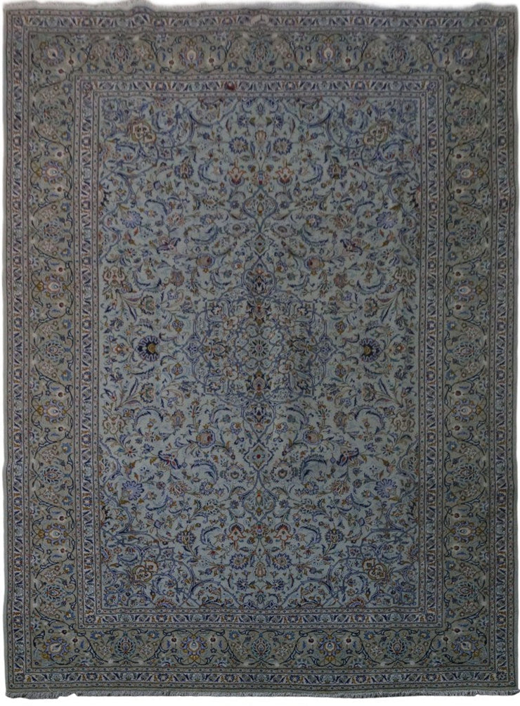 10' x 13' Navy Blue Persian Signed Kashan Rug