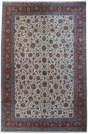 13' x 19' Ivory Persian Signed Tabriz Rug