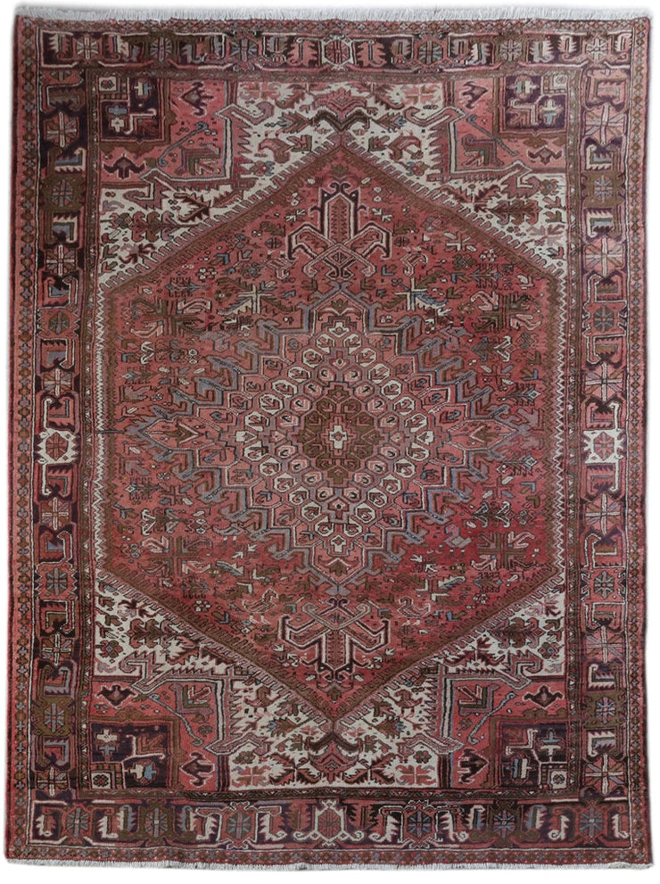 9' x 11' Dull Red Persian Heriz Rug