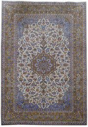 9' x 13' Blue Persian Signed Kashan Rug -