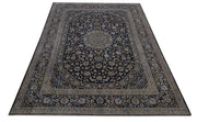 10' x 14' Navy Blue Persian Signed Kashan Rug