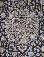 10' x 14' Navy Blue Persian Signed Kashan Rug