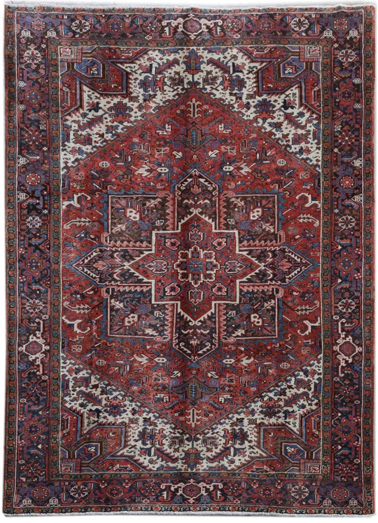 8' x 12' Dark Maroon Persian Heriz Rug