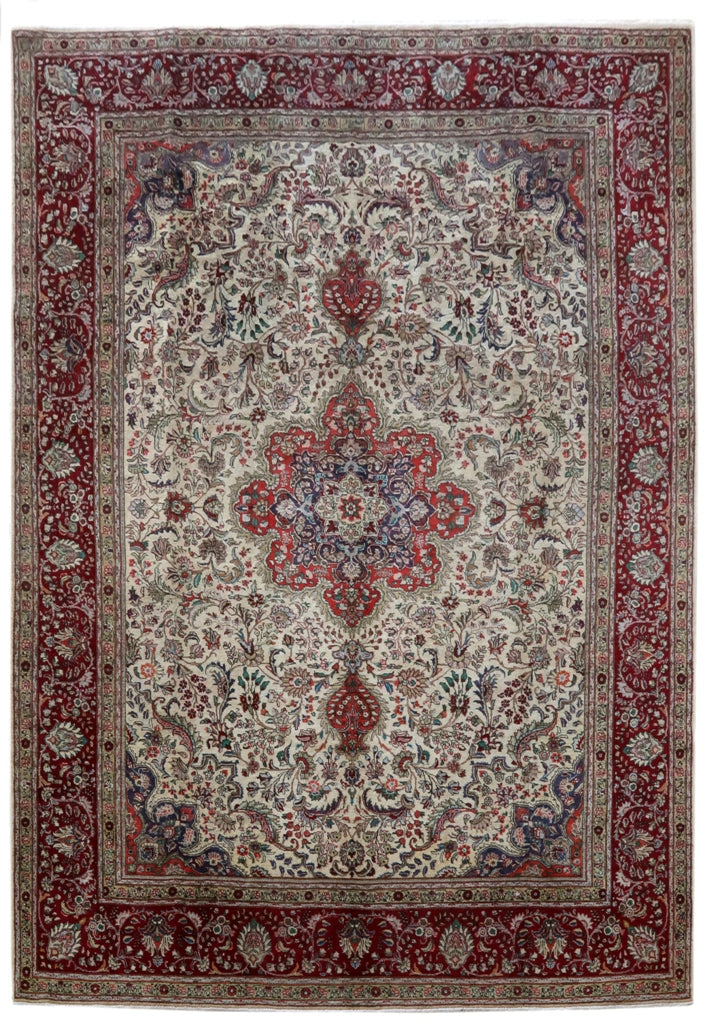 12' x 17' Red Persian Signed Tabriz Rug