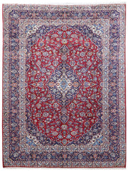 10' x 13' Red Brown Persian Signed Kashan Rug