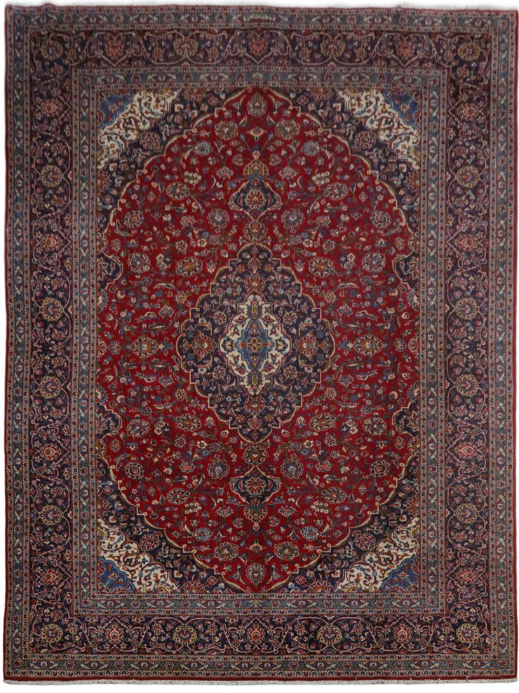 10' x 13' Red Persian Signed Kashan Rug