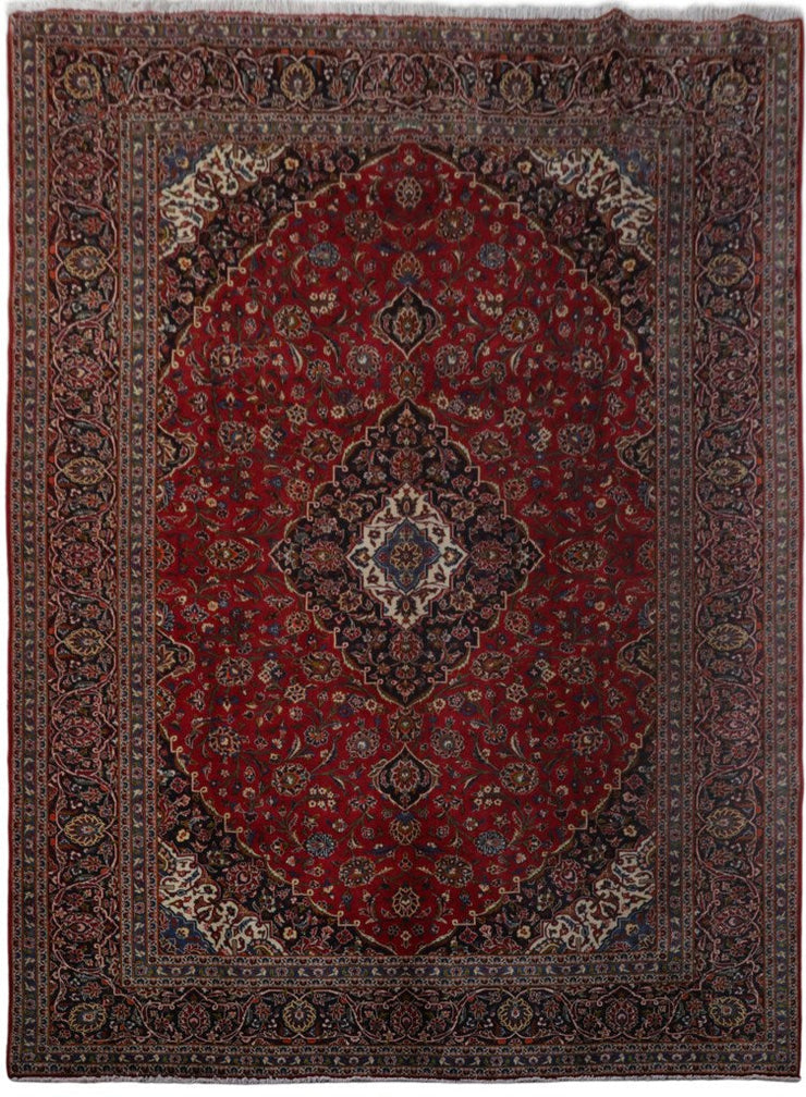 10' x 13' Red Persian Signed Kashan Rug