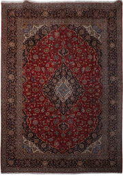 10' x 14' Red Persian Signed Kashan Rug