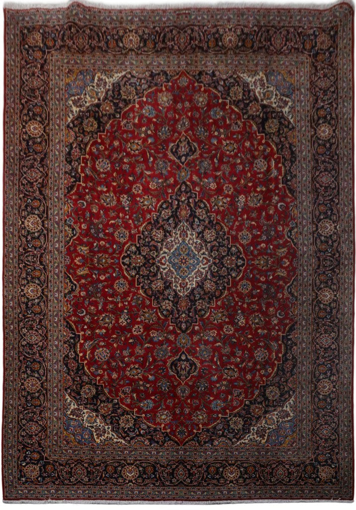 10' x 14' Red Persian Signed Kashan Rug