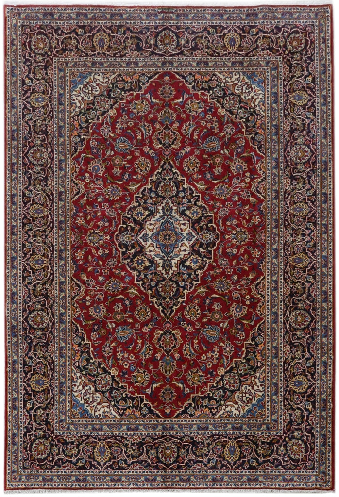 8' x 11' Red Brown Persian Signed Kashan Rug