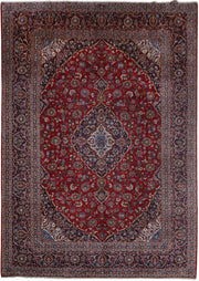 10' x 14' Red Persian Signed Kashan Rug