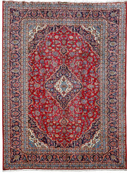 8' x 12' Red Persian Signed Kashan Rug